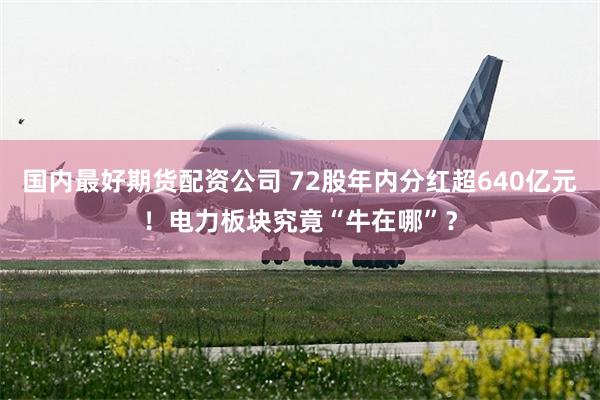 国内最好期货配资公司 72股年内分红超640亿元！电力板块究竟“牛在哪”？