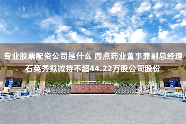 专业股票配资公司是什么 西点药业董事兼副总经理石英秀拟减持不超44.22万股公司股份
