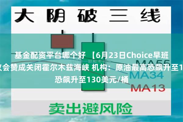 基金配资平台哪个好 【6月23日Choice早班车】伊朗议会赞成关闭霍尔木兹海峡 机构：原油最高恐飙升至130美元/桶